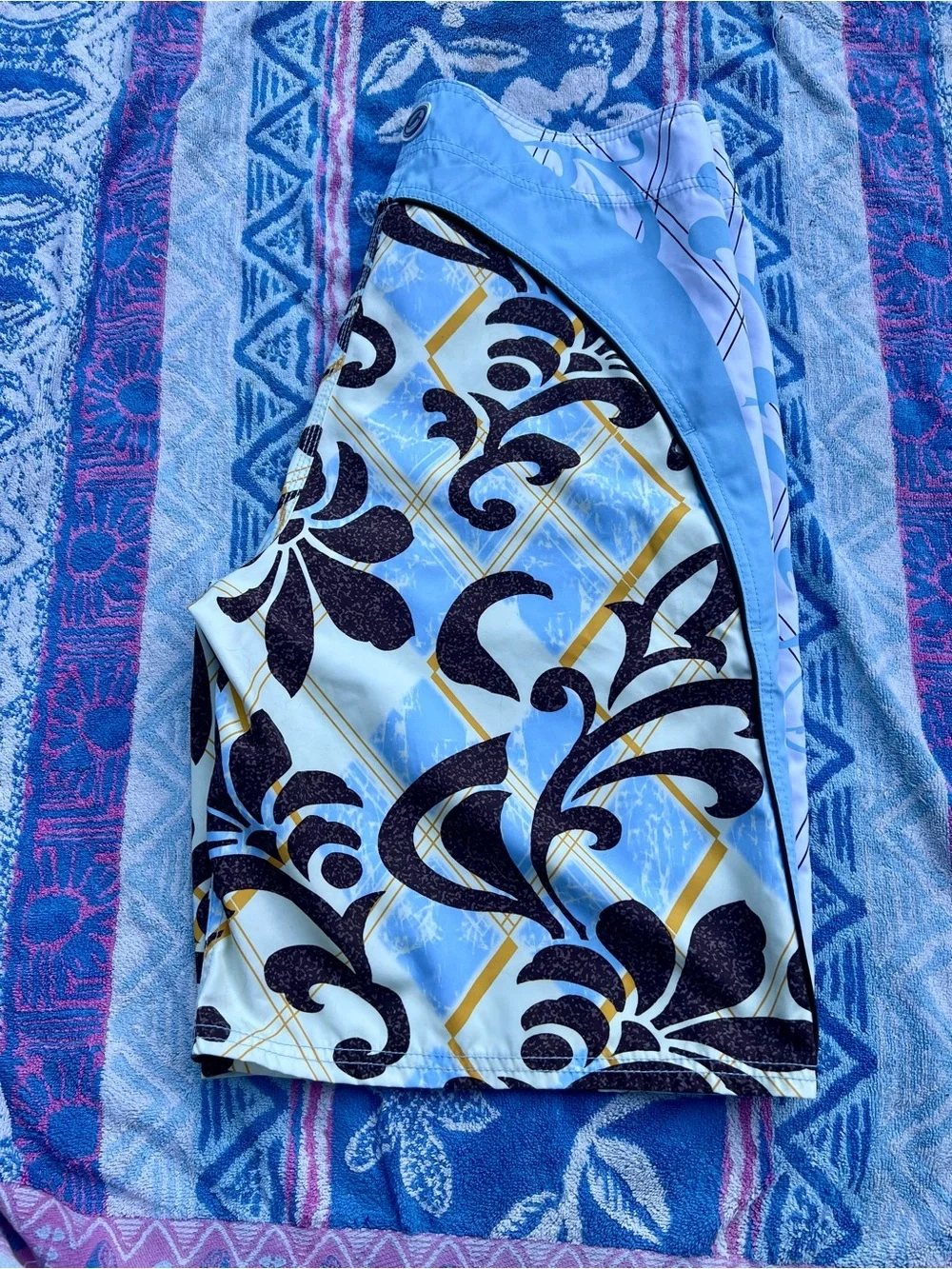 Kirra Y2K Men's Light Blue Patterned Swim/Board Shorts